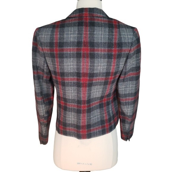 Vintage Plaid Pendleton Blazer Women's Size 6 Preppy 90s Clueless Petite Gray - Picture 3 of 5
